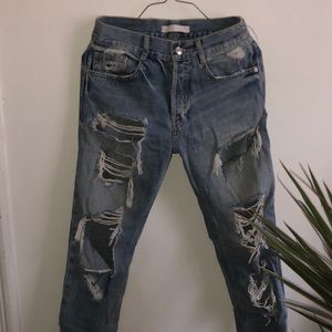 Zara ripped blue jeans